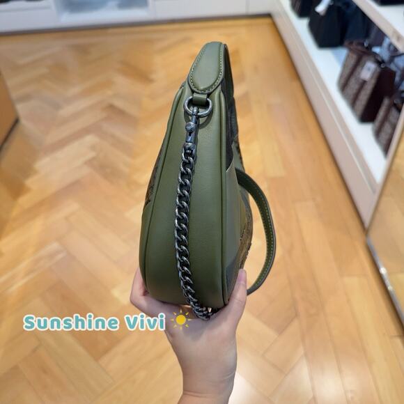 NWT Coach Carmen Mini Crossbody Bag in Patchwork CCE64 Gunmetal/Olive Multi - Picture 3 of 11